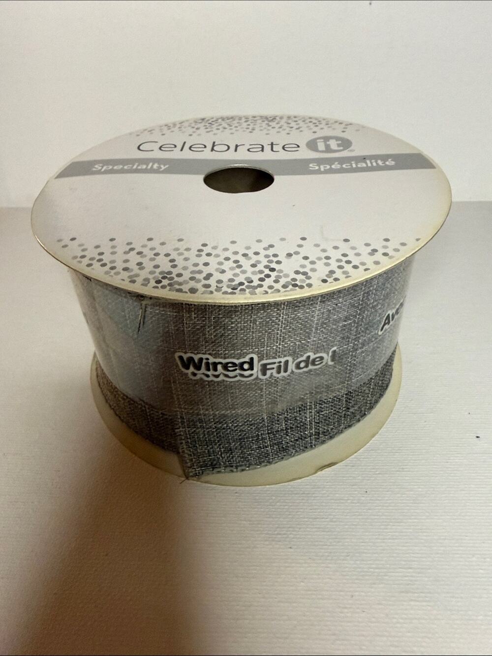Celebrate It Silver/Gray Wired-Edge Decorative Ribbon Roll